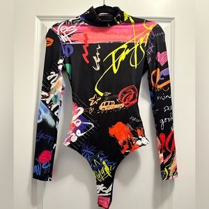Fashion Nova Multicolor Graffiti Bodysuit